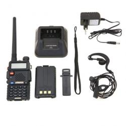 Baofeng UV-5R Talkie-walkie FM radio VHF/UHF avec double bande, affichage, veille et horloge intégré