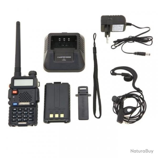 Baofeng UV-5R Talkie-walkie FM radio VHF/UHF avec double bande, affichage, veille et horloge intgr