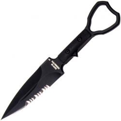 Couteau de dégagement compact avec lame en acier à outils K110 partiellement dentelée HBBCCK01071