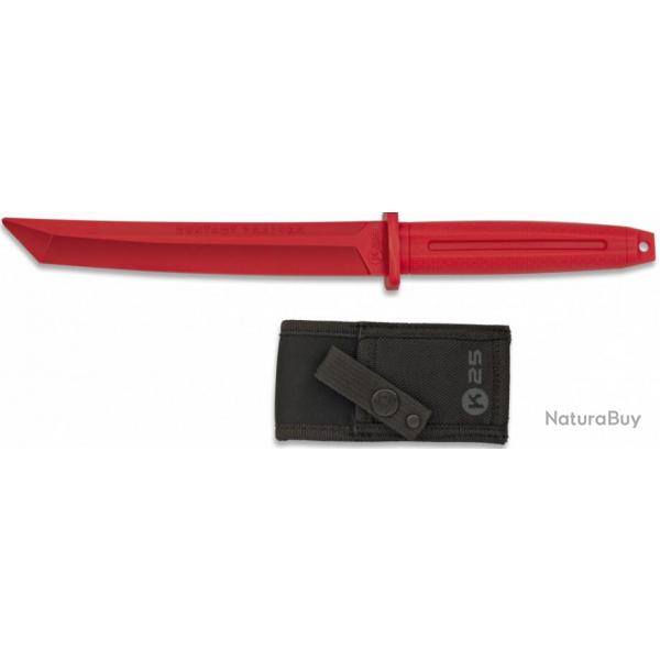 Couteau d'entranement droit caoutchouc K25 Rouge