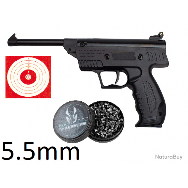 Pistolet  Plombs S3 cal.5.5mm + 250 Plombs + 10 Cibles