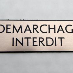 Plaque adhésive "DEMARCHAGE INTERDIT" cuivre Format 29x100 mm