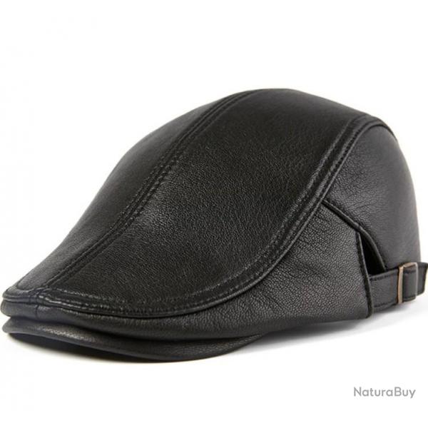 !!! LIVRAISON OFFERTE !!! Bret chapeau casquette cuir vritable noir rf 678