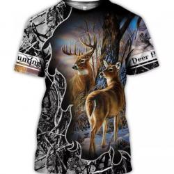 !!! LIVRAISON OFFERTE !!! Tee-shirt 3D réaliste chasse pêche réf 421