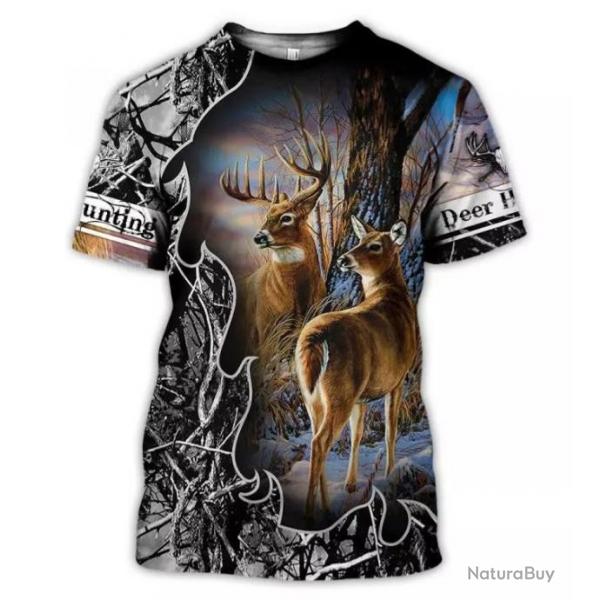 !!! LIVRAISON OFFERTE !!! Tee-shirt 3D raliste chasse pche rf 421