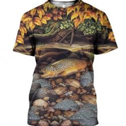 !!! LIVRAISON OFFERTE !!! Tee-shirt 3D réaliste chasse pêche réf 430