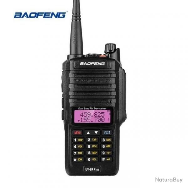 Baofeng UV-9R Plus Talkie-walkie FM radio VHF/UHF IP67 tanche avec double bande/affichage/veille