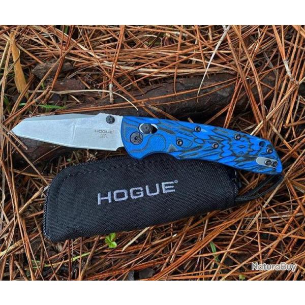 Couteau Hogue Deka ABLE Lock Blue Lame Wharncliffe Acier CPM-20CV Manche G10 Clip Made USA HO24263
