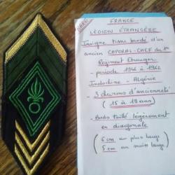 Insigne légion étrangère Caporal chef 1er régiment étranger 46/62Indochine Algérie