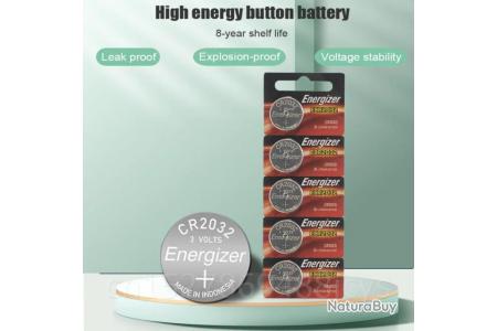Lot de 10 Piles Plates Energizer 3V CR2032 Lithium-Ion Batteries