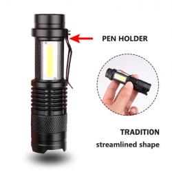 Zoom Mini lampe de poche led lampe torche 2000 Lumens 3 Modes baladeuse Rechargeable+boite+câble usb
