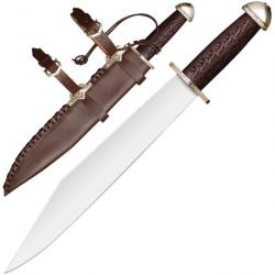Couteau de Viking Cold Steel Chieftan's Sax Lame Acier Carbone 1055 Manche Bois Etui Cuir CS88HUK