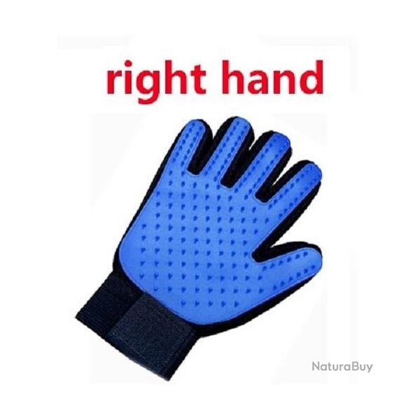 Gant Peigne Silicone Toilettage Chien Chat, Couleur: Bleu Droit