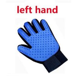 Gant Peigne Silicone Toilettage Chien Chat, Couleur: Bleu Gauche