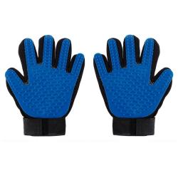 Gant Peigne Silicone Toilettage Chien Chat, Couleur: Bleu Paire