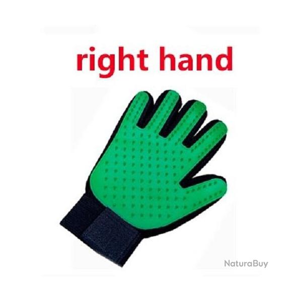 Gant Peigne Silicone Toilettage Chien Chat, Couleur: Vert Droit