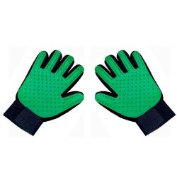 Gant Peigne Silicone Toilettage Chien Chat, Couleur: Vert Paire