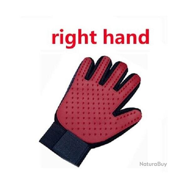Gant Peigne Silicone Toilettage Chien Chat, Couleur: Rouge Droit