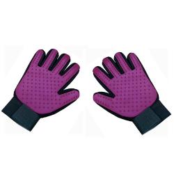 Gant Peigne Silicone Toilettage Chien Chat, Couleur: Violet Paire