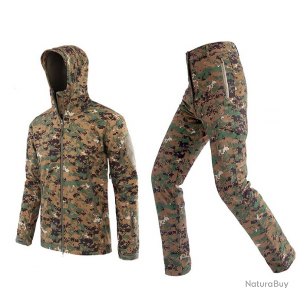 Ensemble veste et pantalon homme, camouflage pixel, taille S  XXL