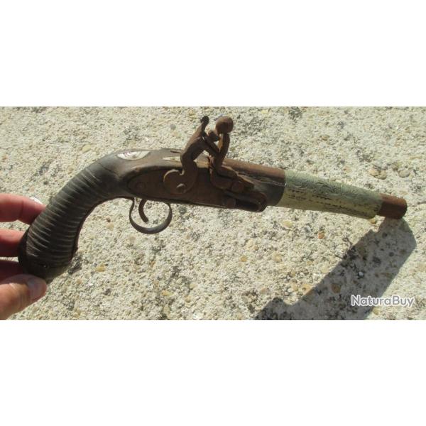 Ancien pistolet  silex de dcoration - Marococain oriental