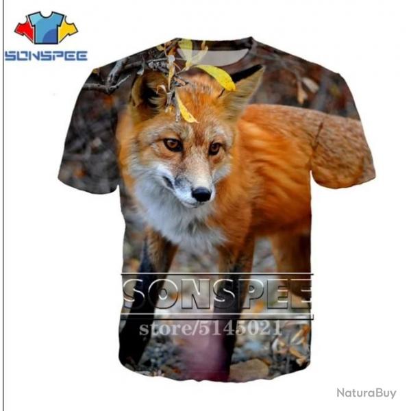 !!! SUPER PROMO !!! Tee-shirt 3D raliste chasse. Renard rf 529