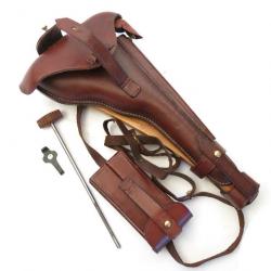 Etui crosse avec étui cuir pour Luger P08 artillerie avec crosse bois et outils baguette et clé