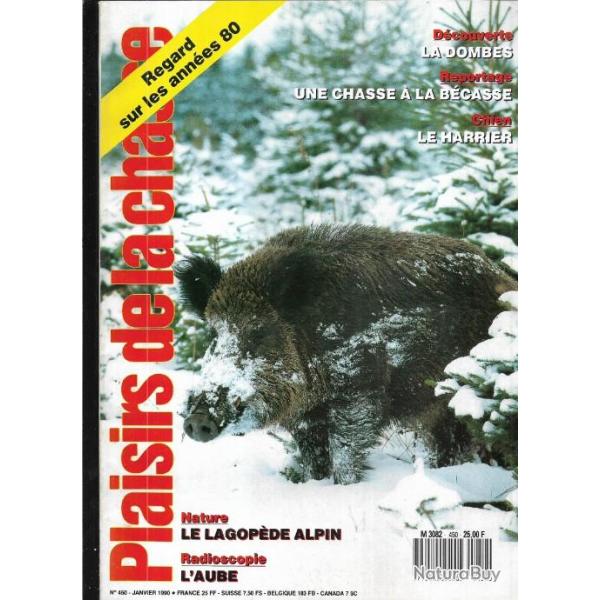 plaisirs de la chasse  janvier 1990 n 450 , lagopde alpin, chasse  la bcasse , la dombes , le har