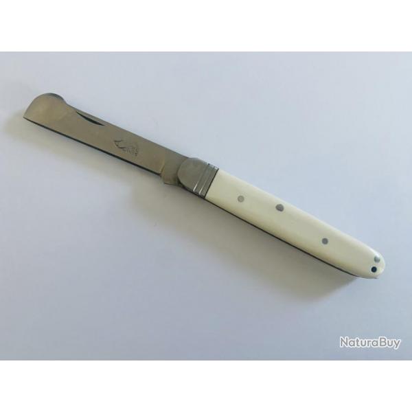 Couteau de poche greffoir Manche blanc et motif Hrisson.