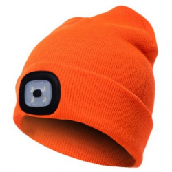 Bonnet d'hiver à  LED ultra lumineux Orange fluo - LIVRAISON OFFERTE