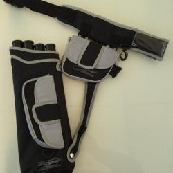 Carquois Gaucher Noir-Gris Striker Pro-100 Nylon avec ceinture, 4 tubes