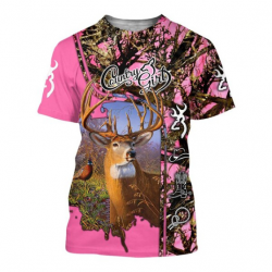 Tee-shirt femme cerf, rose, tailles de XS à 5XL.