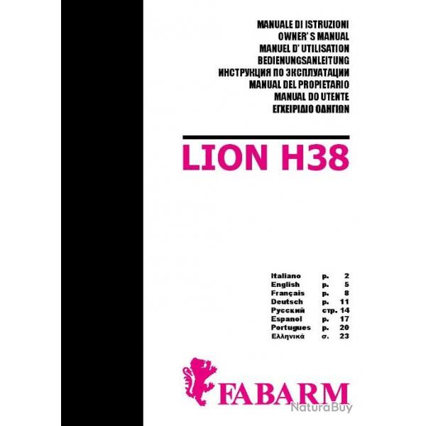 notice fusil FABARM LION H38 (envoi par mail) -  (m349)