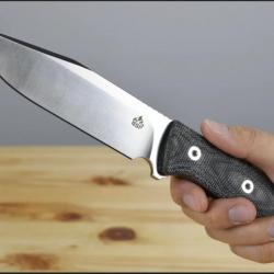 Couteau de Survie QSP Knife Bison Lame Acier D2 Manche Micarta Etui Kydex QS134A