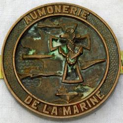 RARE AUMONERIE DE LA MARINE  - MEDAILLON BRONZE MASSIF