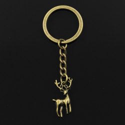 Porte-clés, cerf 3cm, bronze.