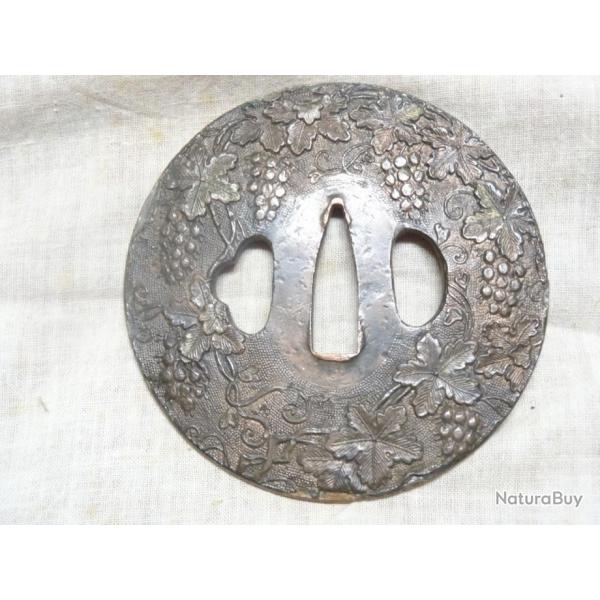 50N) grande  tsuba en bronze de katana , sabre ,  japonais , do