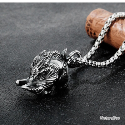 Pendentif Grand Sanglier En Argent Sterling 925 Massif - Neuf Avec étiquettes - Allemagne - Style Remorque