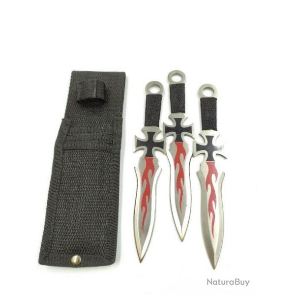 Ensemble de 3 couteaux  lancer Construction en acier inox