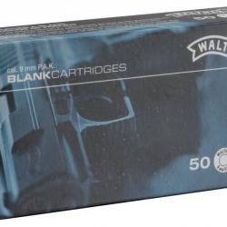 50 cartouches à blanc WALTHER cal. 9 mm PAK