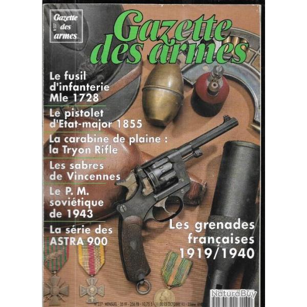 gazette des armes n237 pm sovitique de 1943, srie des astra 900, grenades franaises 1919-1940