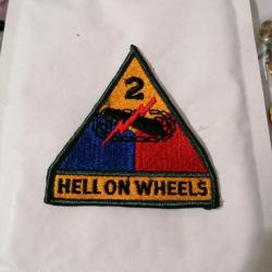 Patch armée us 2ND ARMORED DIVISION avec tab hell on wheels ORIGINAL 2