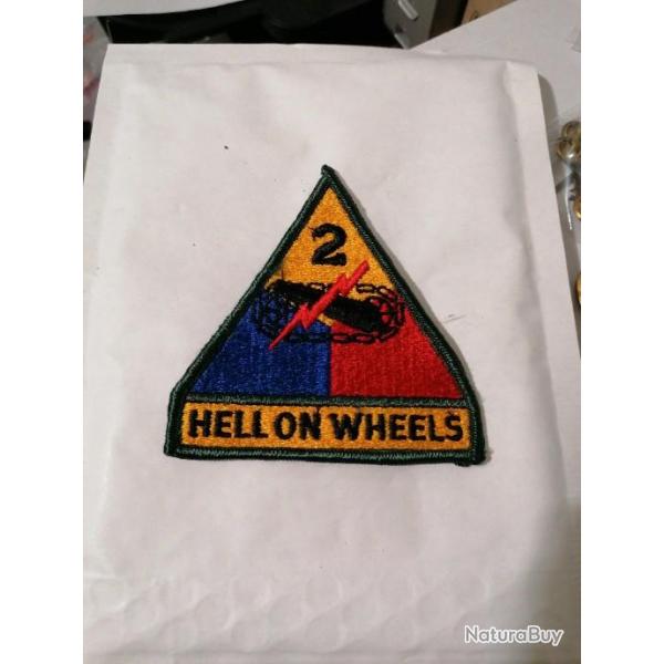 Patch arme us 2ND ARMORED DIVISION avec tab hell on wheels ORIGINAL 2