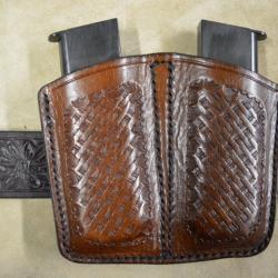 Double porte chargeur en cuir pour Colt 1911 marron