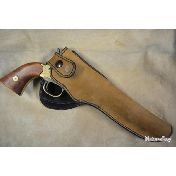 Holster en cuir velours droitier doubl pour Remington 1858 modle Colt 1860