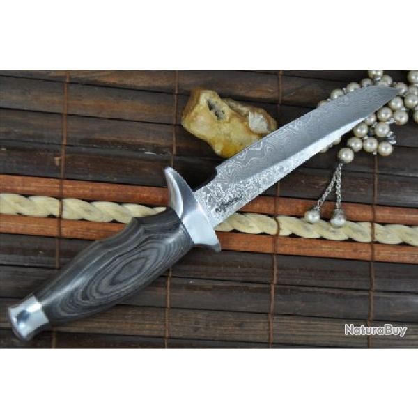 Damas fait main,  couteau de chasse avec étui en cuir (2)