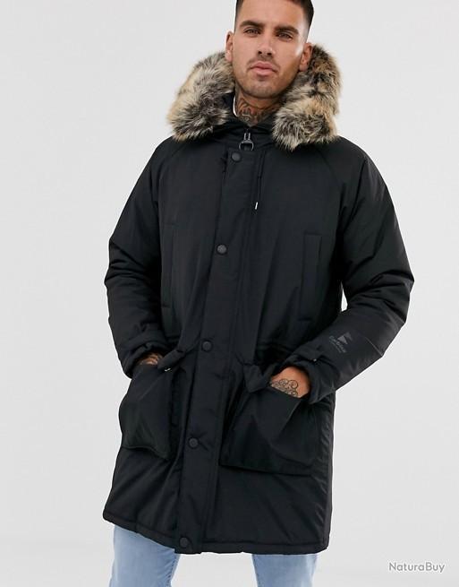 manteau fausse fourrure noir femme