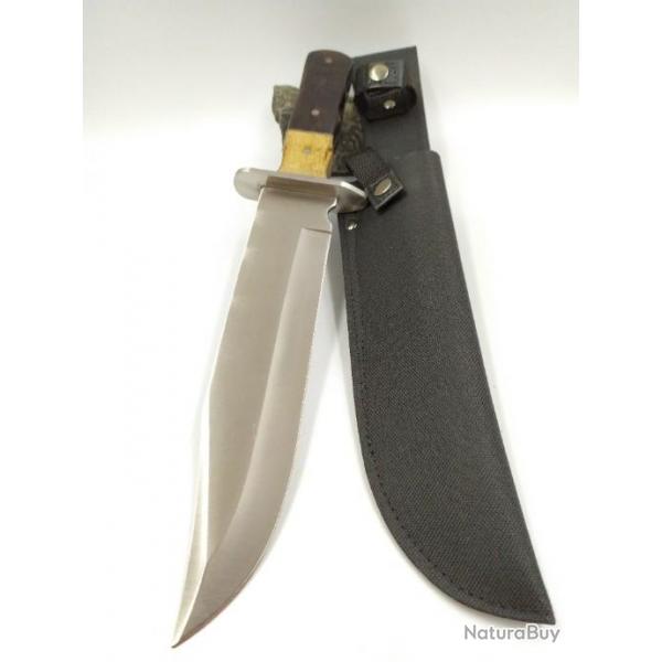 Couteau de chasse Bowie Manche en bois de loup deux tons  avec Etui nylon CN211145071V