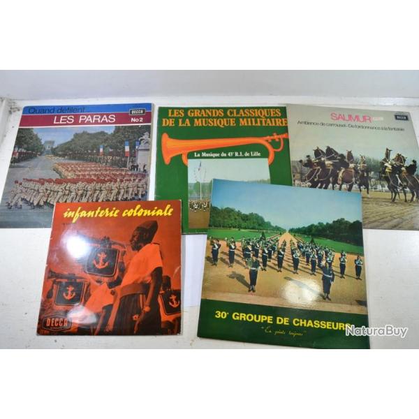 Lot vinyles musique militaire 43 RI de LILLE SAUMUR LES PARAS 30 groupe de chasseurs Infan coloniale