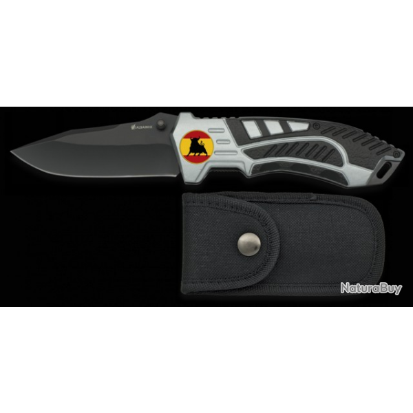 Couteau pliant  noir/gris Housse 8.1 cm 19649GR102107